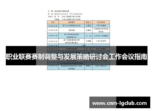 职业联赛赛制调整与发展策略研讨会工作会议指南
